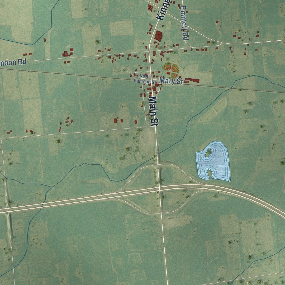 Close-up of the map of Emmett, St. Clair County, Michigan print showing street and building detail