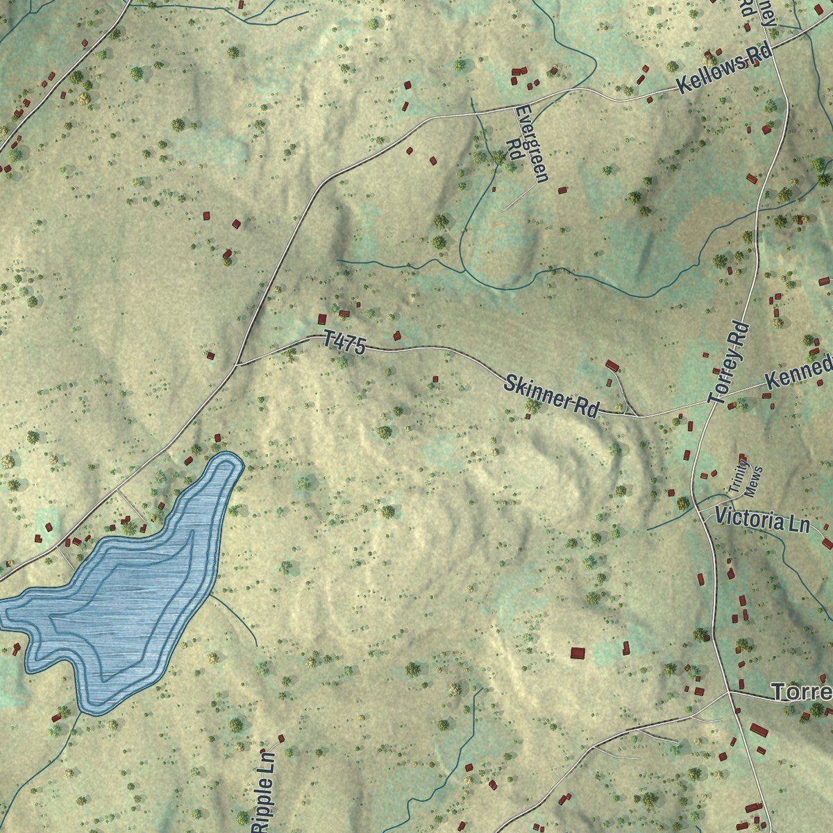 Close-up of the map of Oregon, Pennsylvania print showing street and building detail