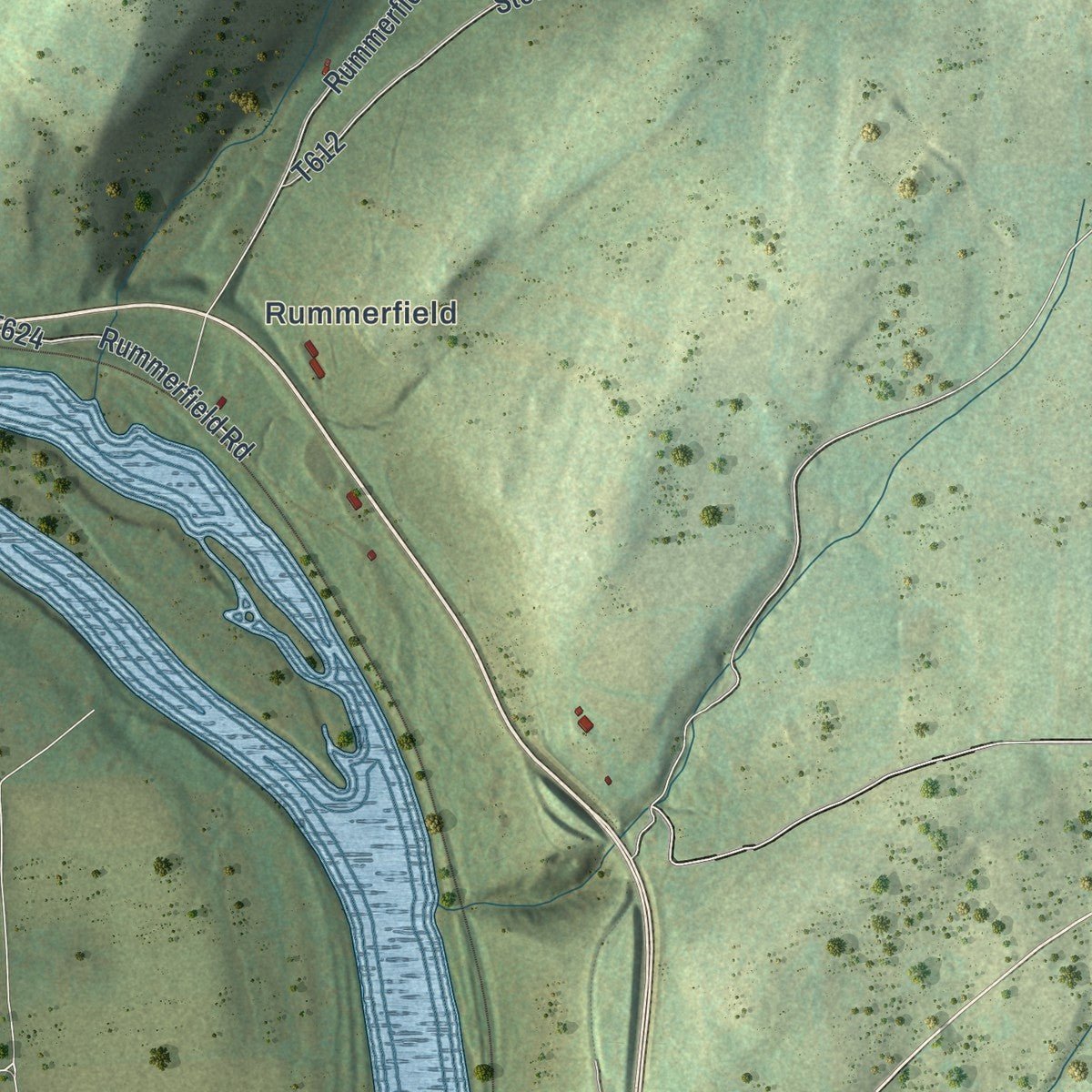 Close-up of the map of Standing Stone, Pennsylvania print showing street and building detail