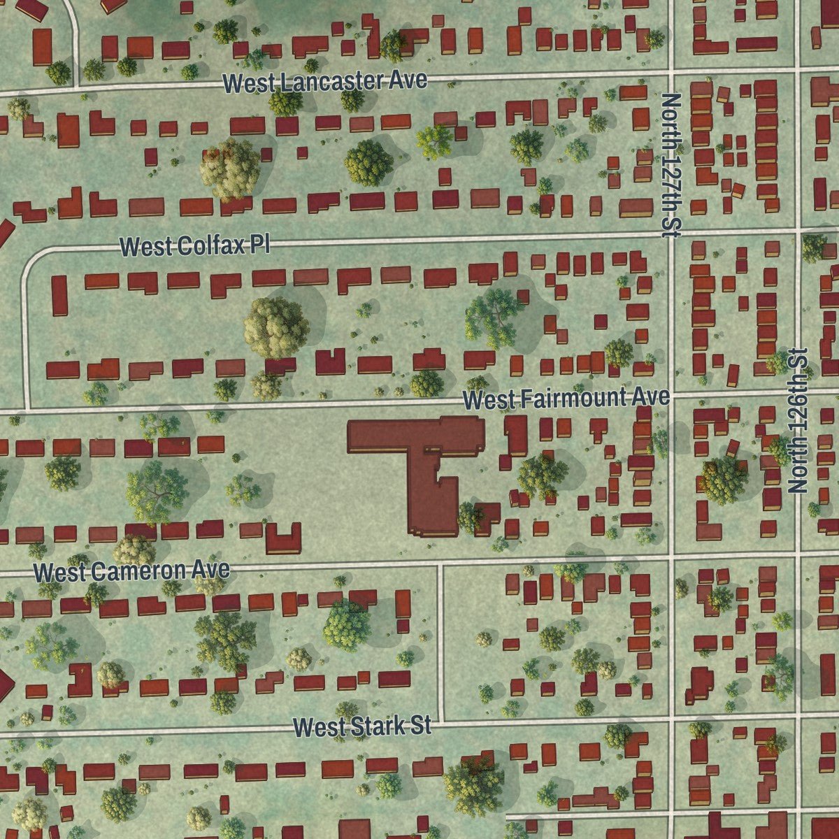 Close-up of the map of Butler, Waukesha County, Wisconsin print showing street and building detail
