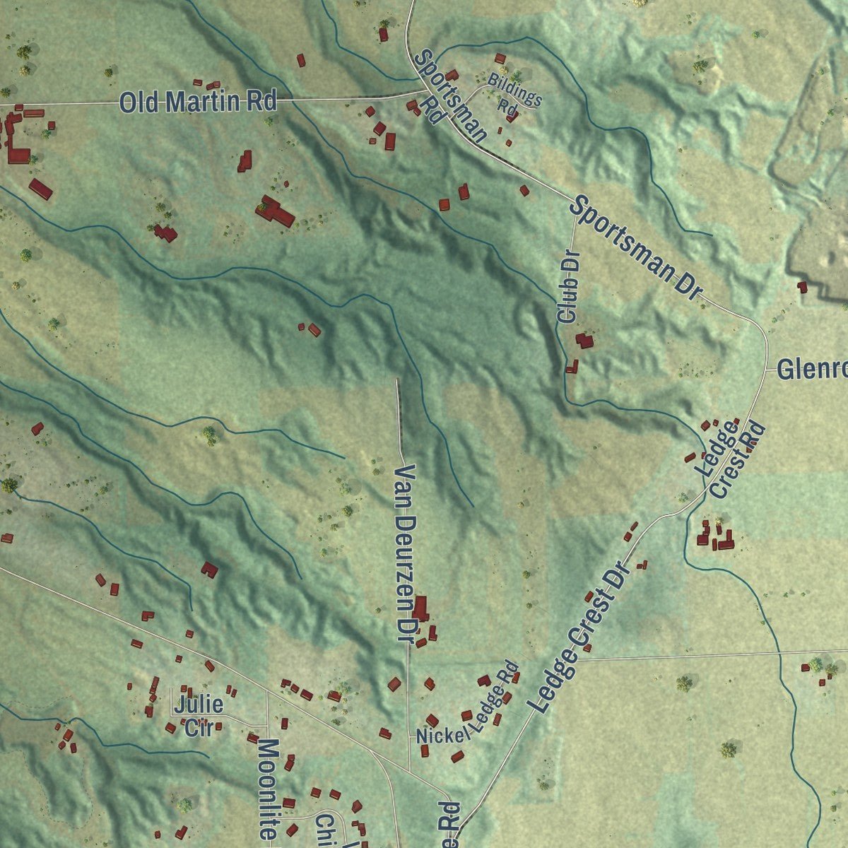 Close-up of the map of Rockland, Brown County, Wisconsin print showing street and building detail