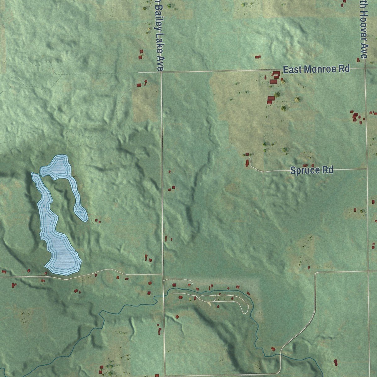 Close-up of the map of Arthur, Michigan print showing street and building detail