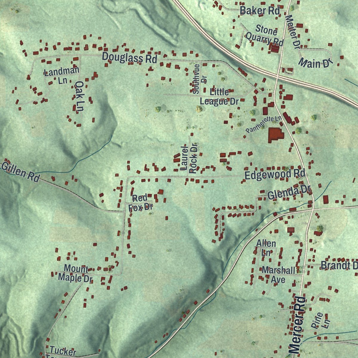 Close-up of the map of North Sewickley, Pennsylvania print showing street and building detail