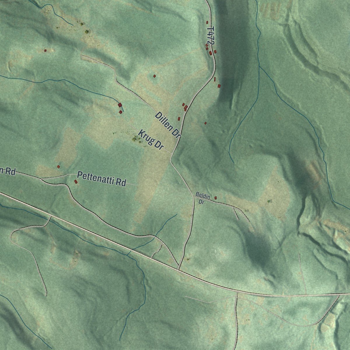 Close-up of the map of Dean, Pennsylvania print showing street and building detail