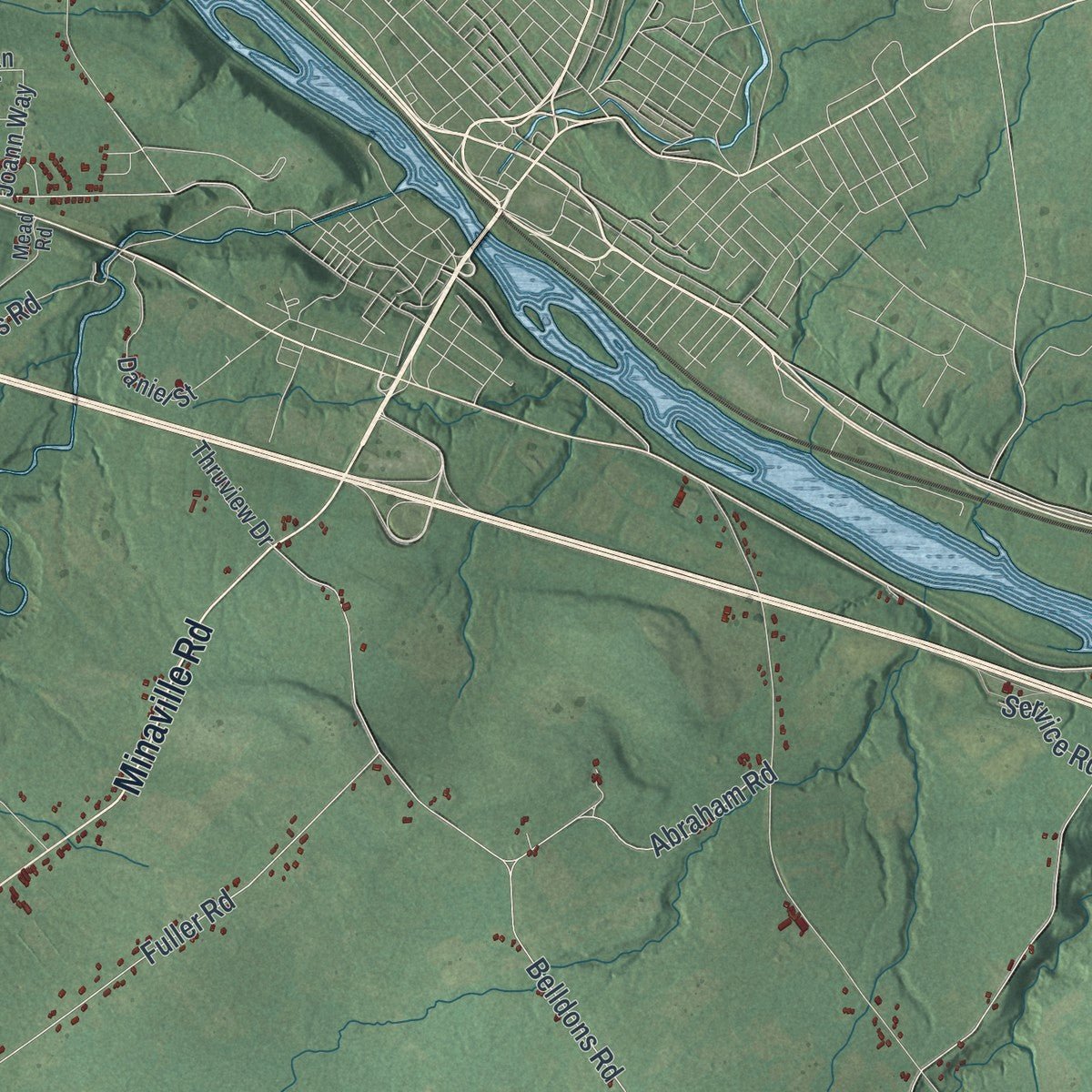 Close-up of the map of Florida, New York print showing street and building detail
