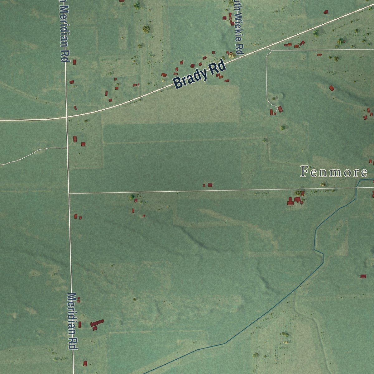 Close-up of the map of Chapin, Michigan print showing street and building detail