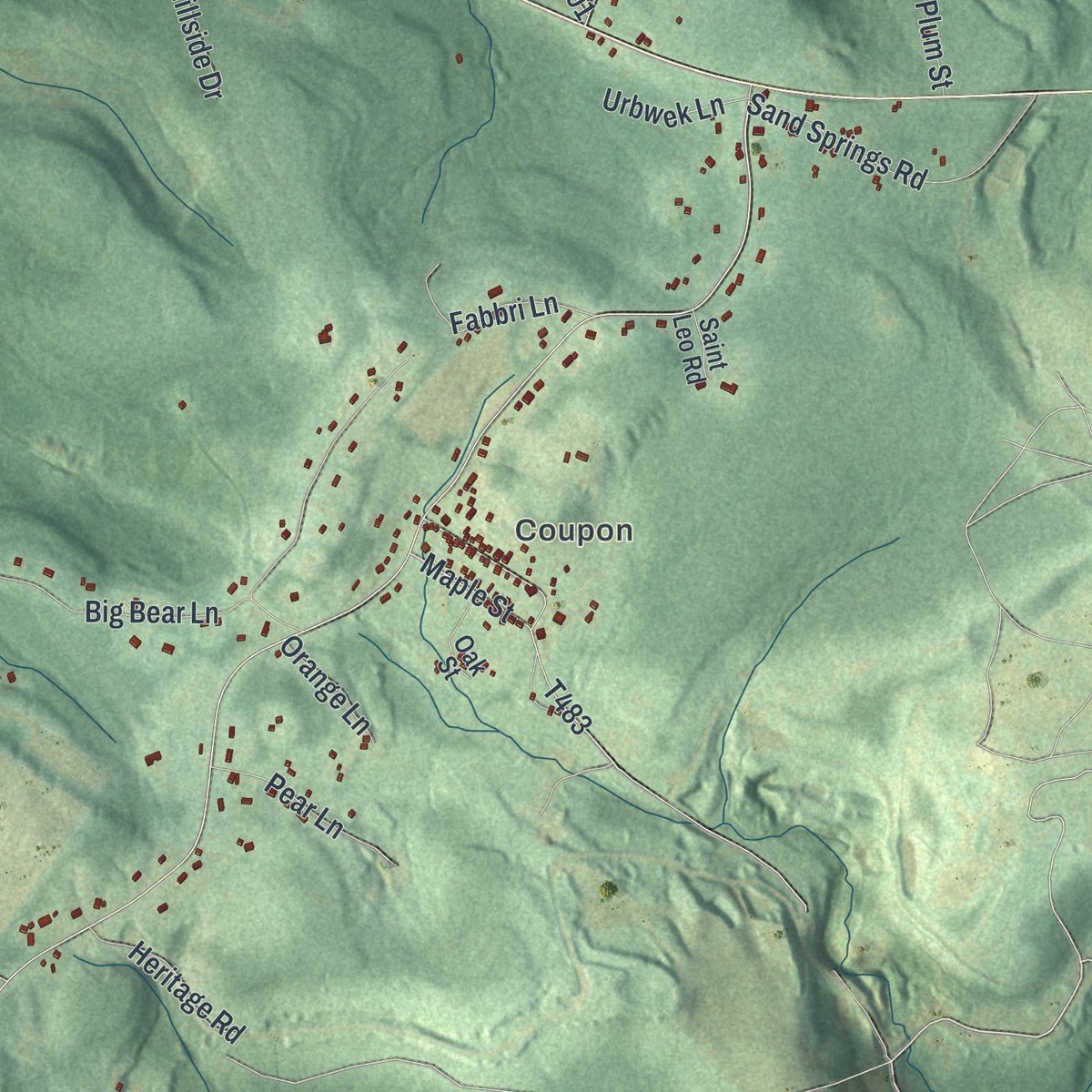 Close-up of the map of Gallitzin, Cambria County, Pennsylvania print showing street and building detail