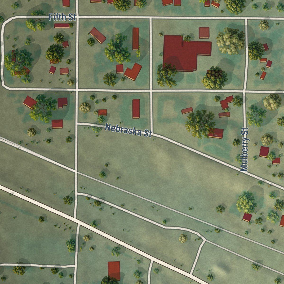 Close-up of the map of Cody, Nebraska print showing street and building detail