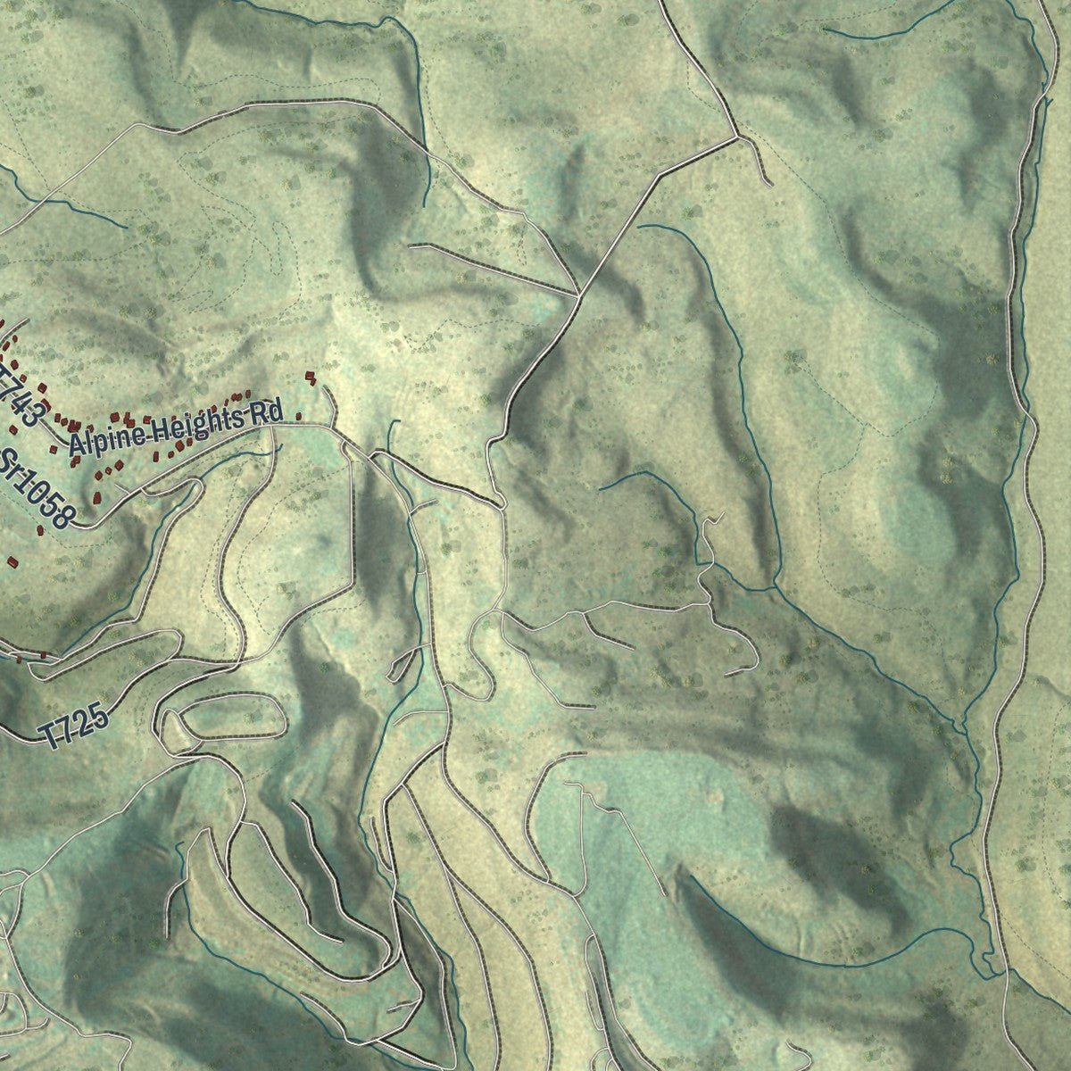 Close-up of the map of Saltlick, Pennsylvania print showing street and building detail