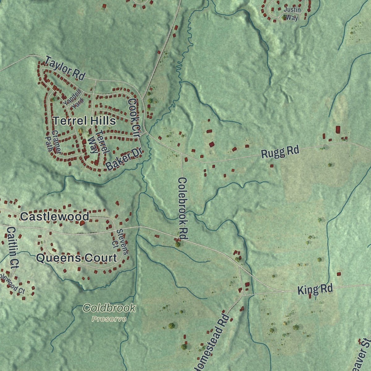 Close-up of the map of Northumberland, New York print showing street and building detail