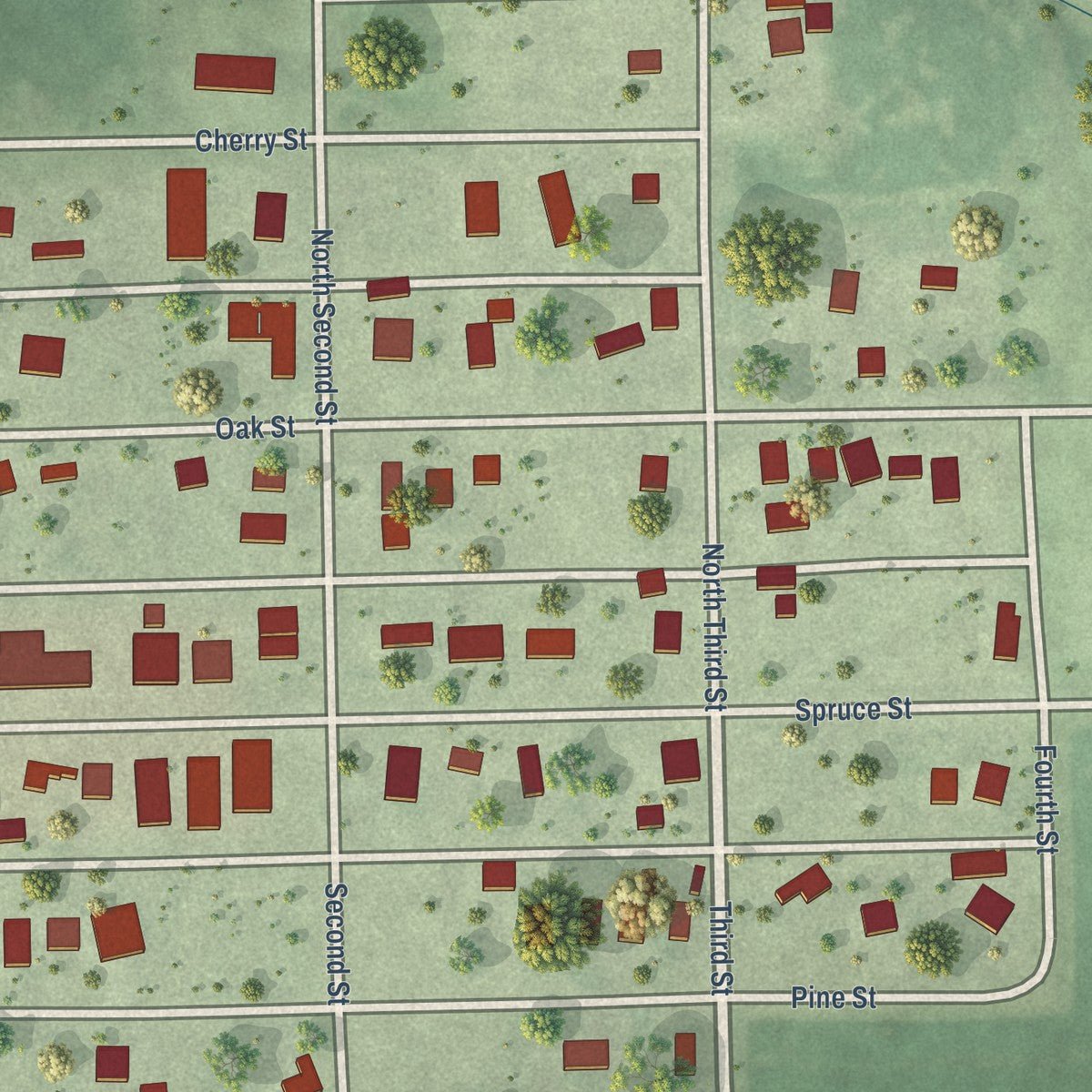 Close-up of the map of Colon, Nebraska print showing street and building detail