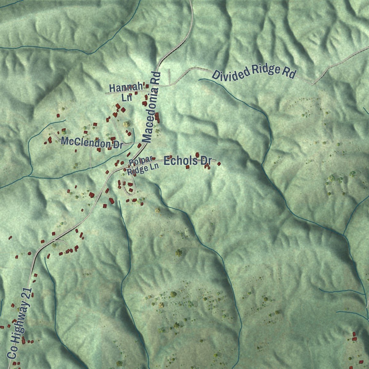 Close-up of the map of Ragland, Alabama print showing street and building detail