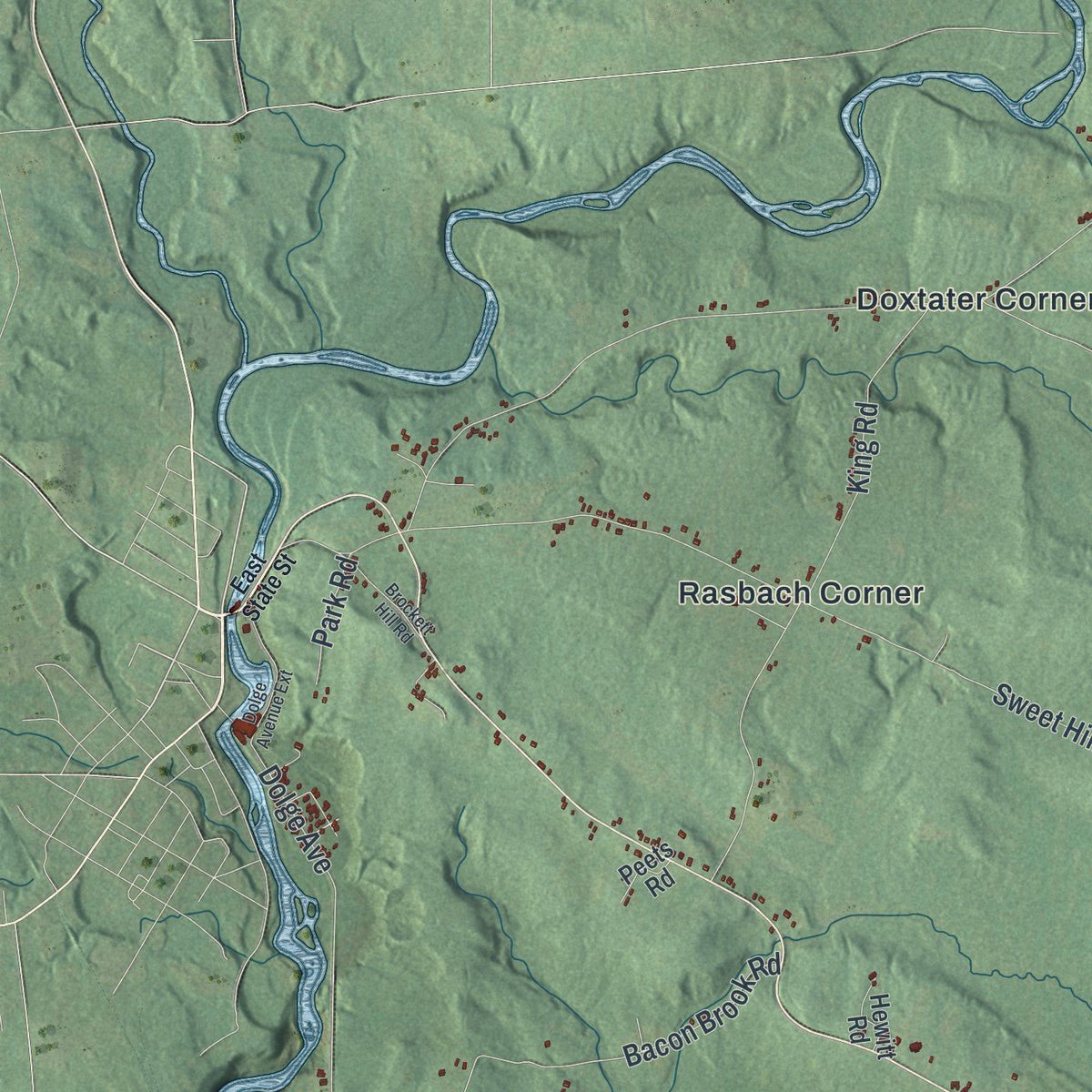 Close-up of the map of Oppenheim, New York print showing street and building detail