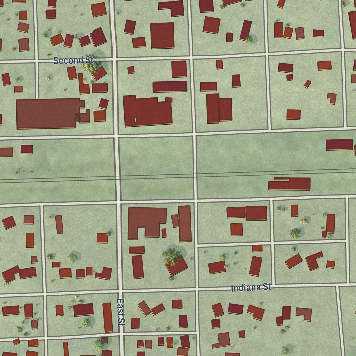 Close-up of the map of Utica, Nebraska print showing street and building detail