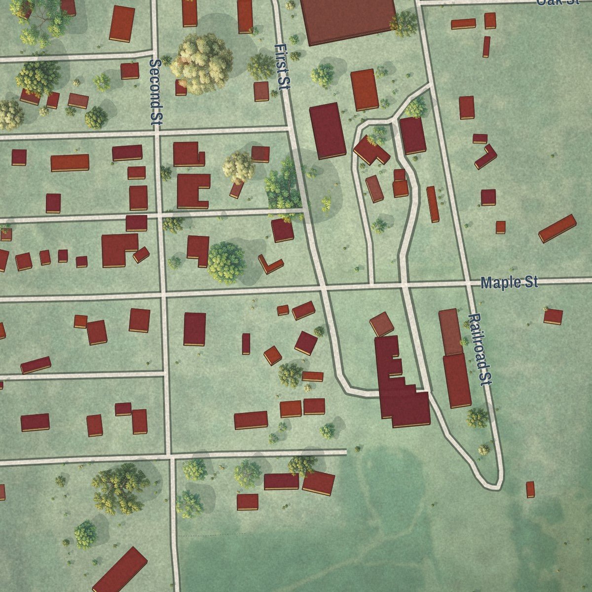 Close-up of the map of Dwight, Nebraska print showing street and building detail