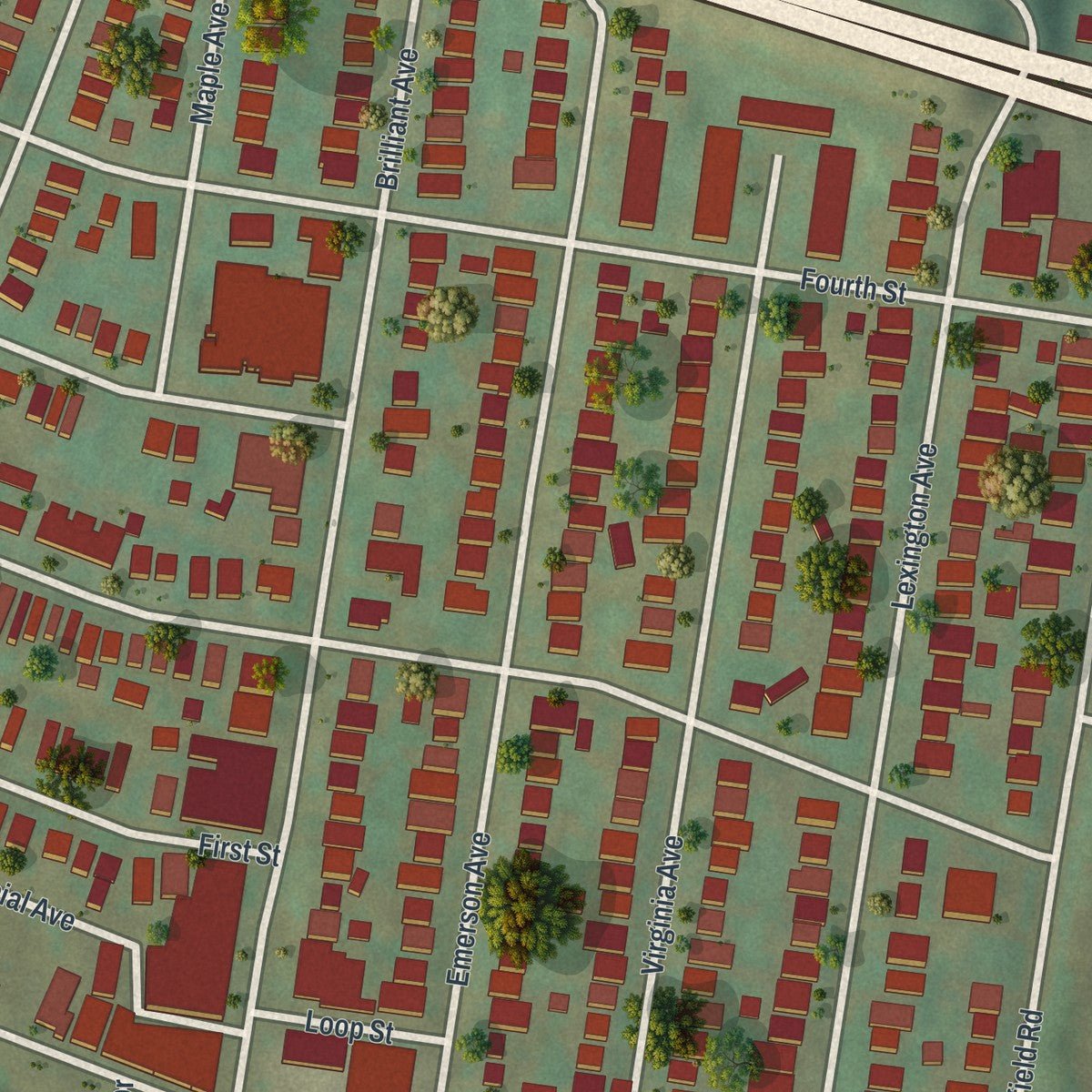 Close-up of the map of Aspinwall, Pennsylvania print showing street and building detail