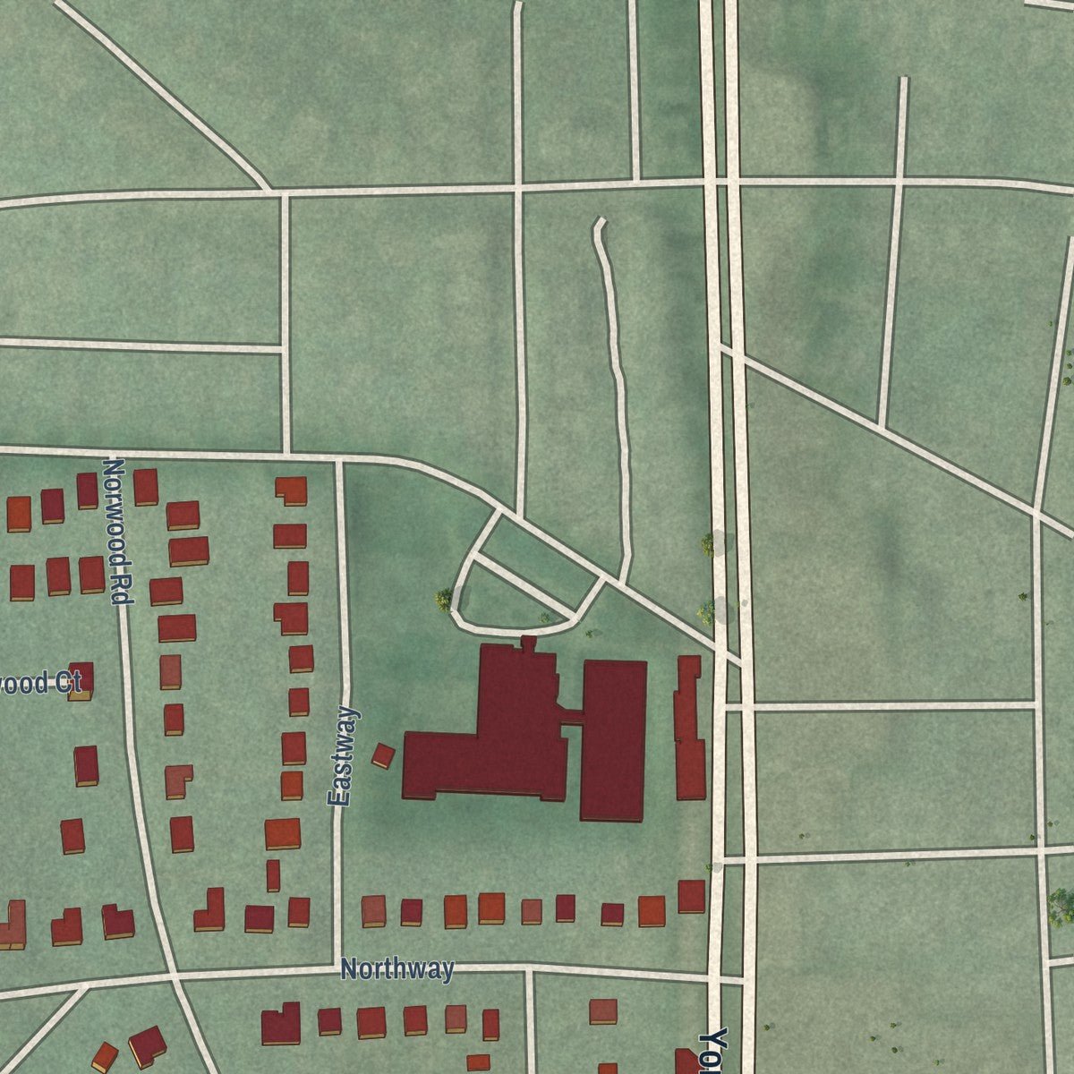 Close-up of the map of Guilford, Maryland print showing street and building detail