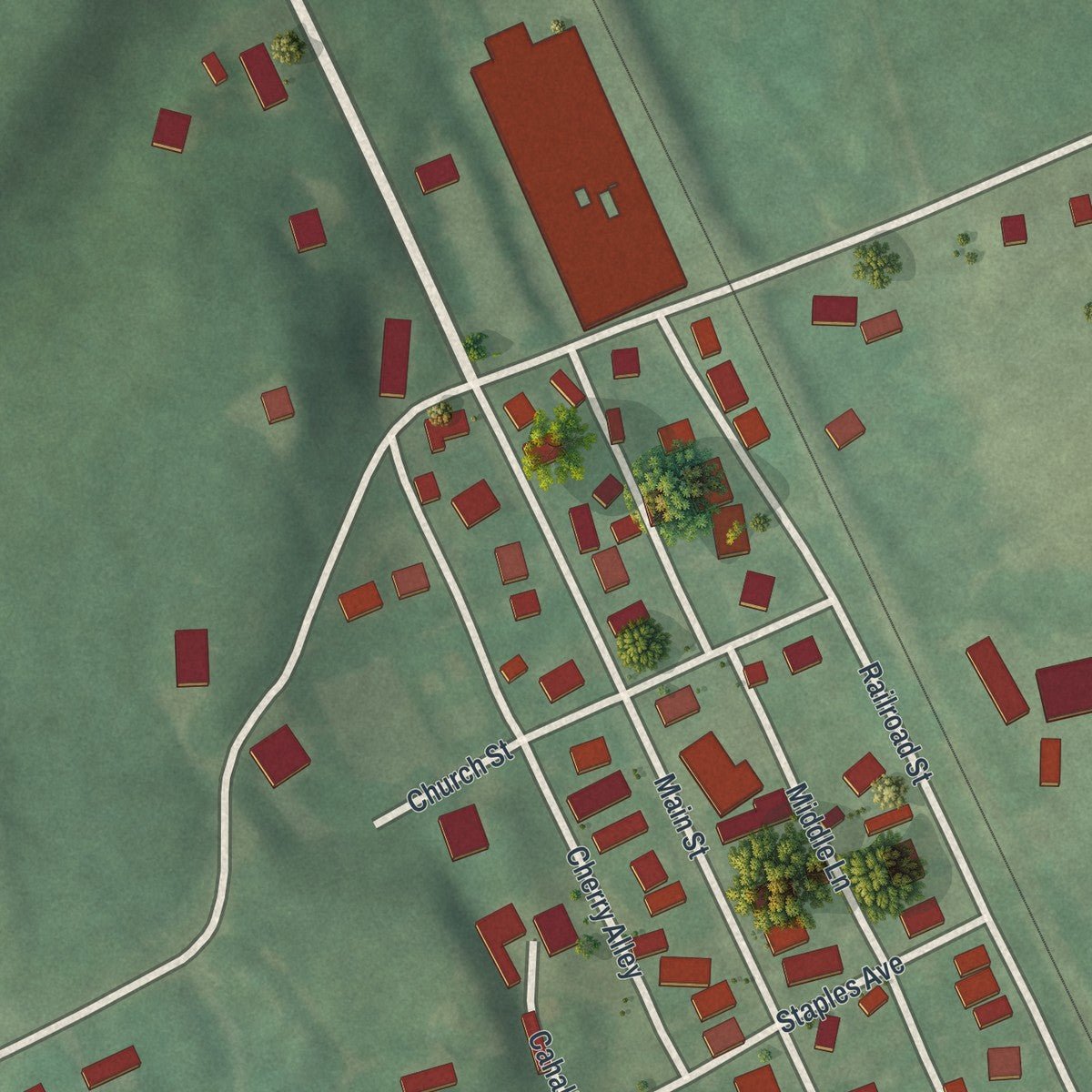 Close-up of the map of Callery, Pennsylvania print showing street and building detail