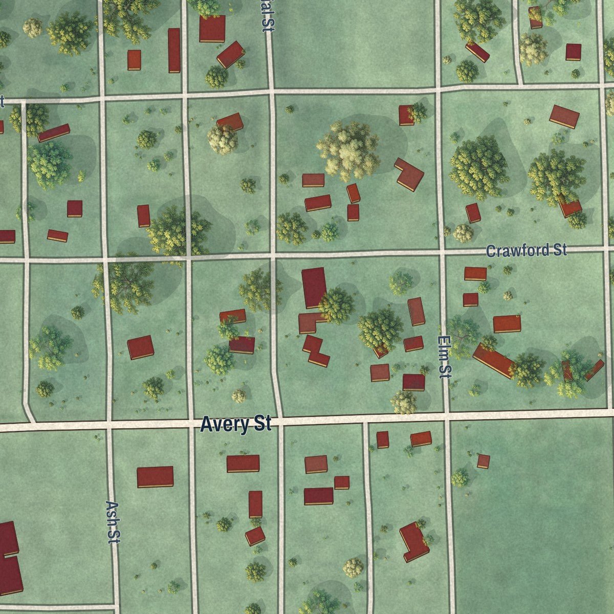 Close-up of the map of Reynolds, Nebraska print showing street and building detail