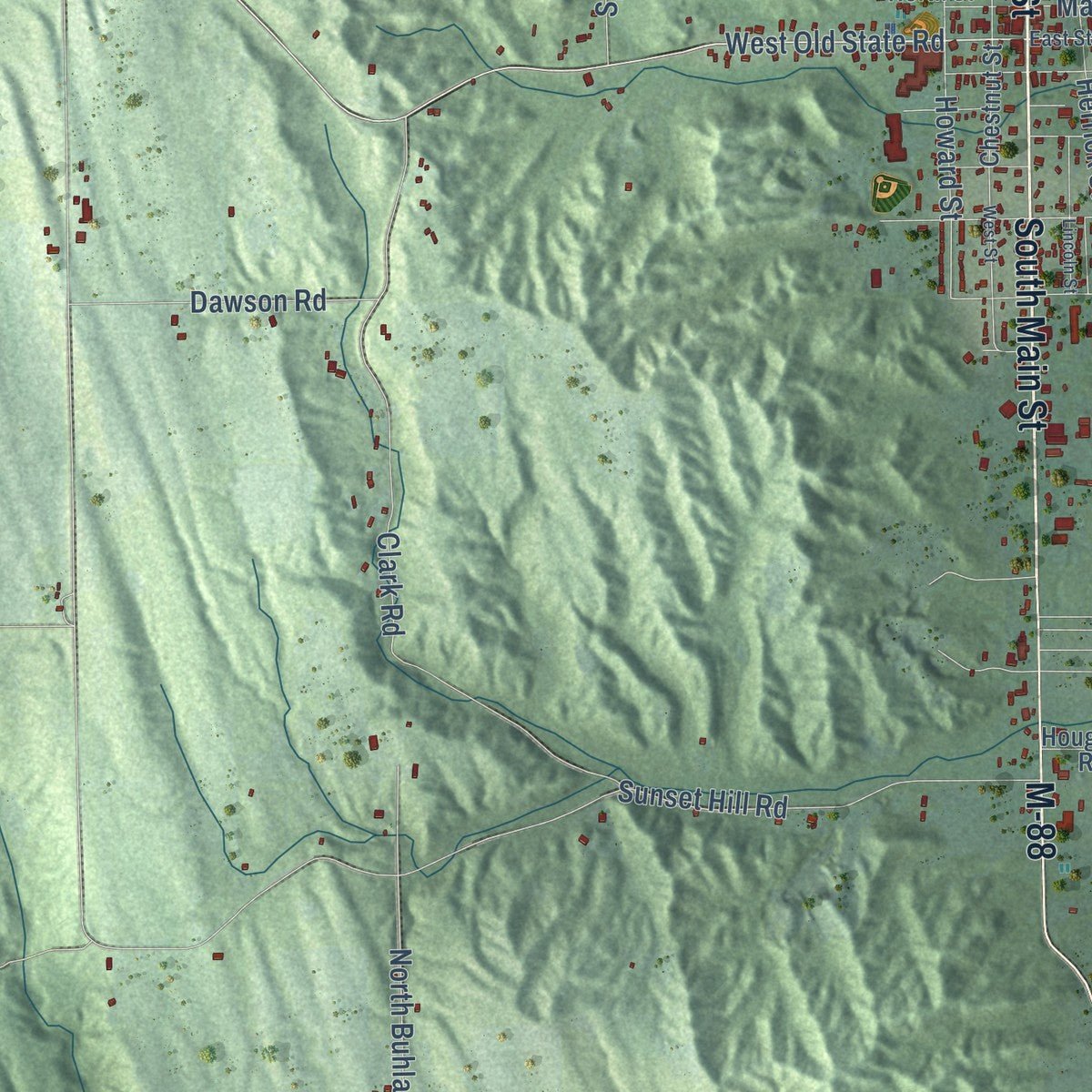Close-up of the map of Central Lake, Antrim County, Michigan print showing street and building detail