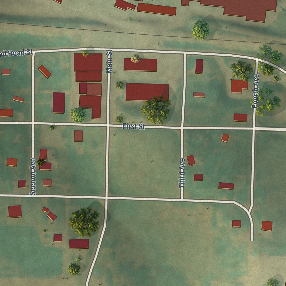 Close-up of the map of Aspinwall, Iowa print showing street and building detail