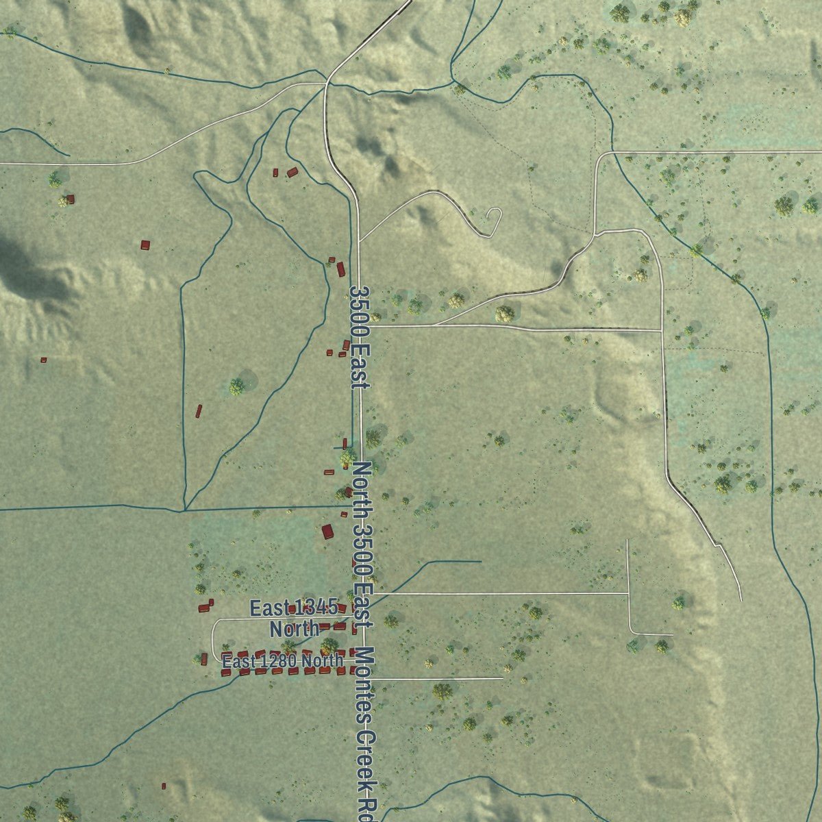 Close-up of the map of Ballard, Utah print showing street and building detail