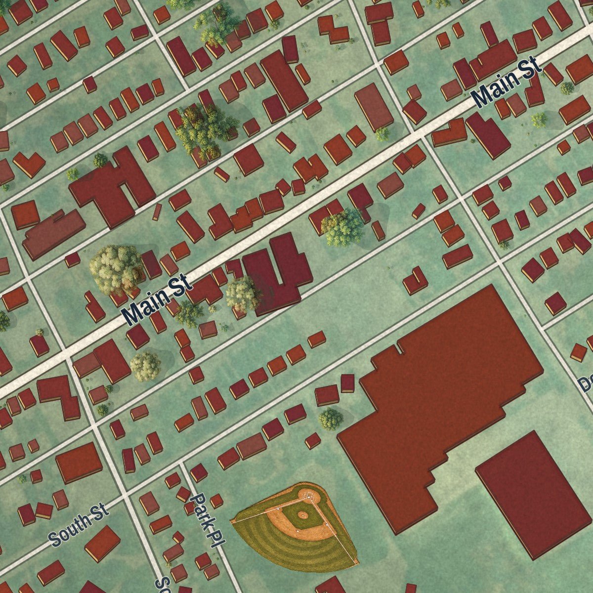 Close-up of the map of McSherrystown, Pennsylvania print showing street and building detail