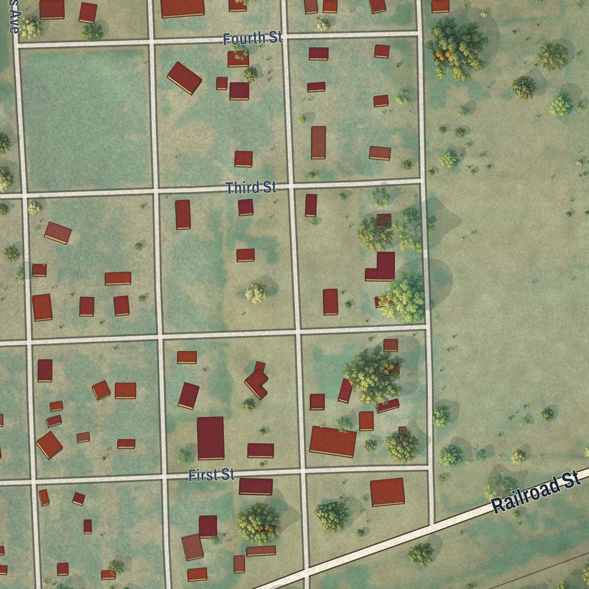 Close-up of the map of Sedgwick, Colorado print showing street and building detail