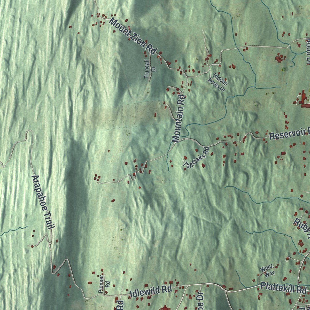 Close-up of the map of Marlborough, New York print showing street and building detail