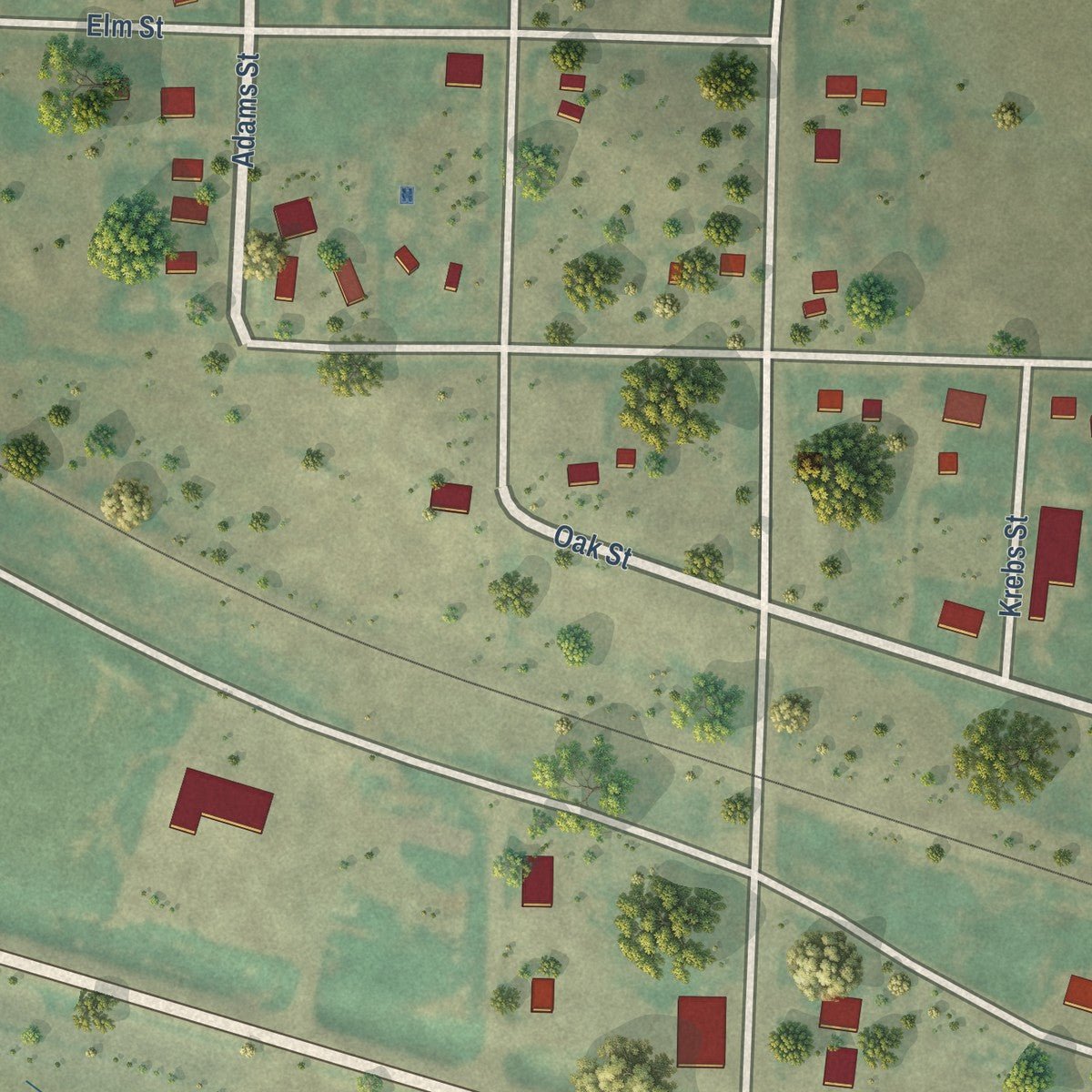 Close-up of the map of Quinn, South Dakota print showing street and building detail
