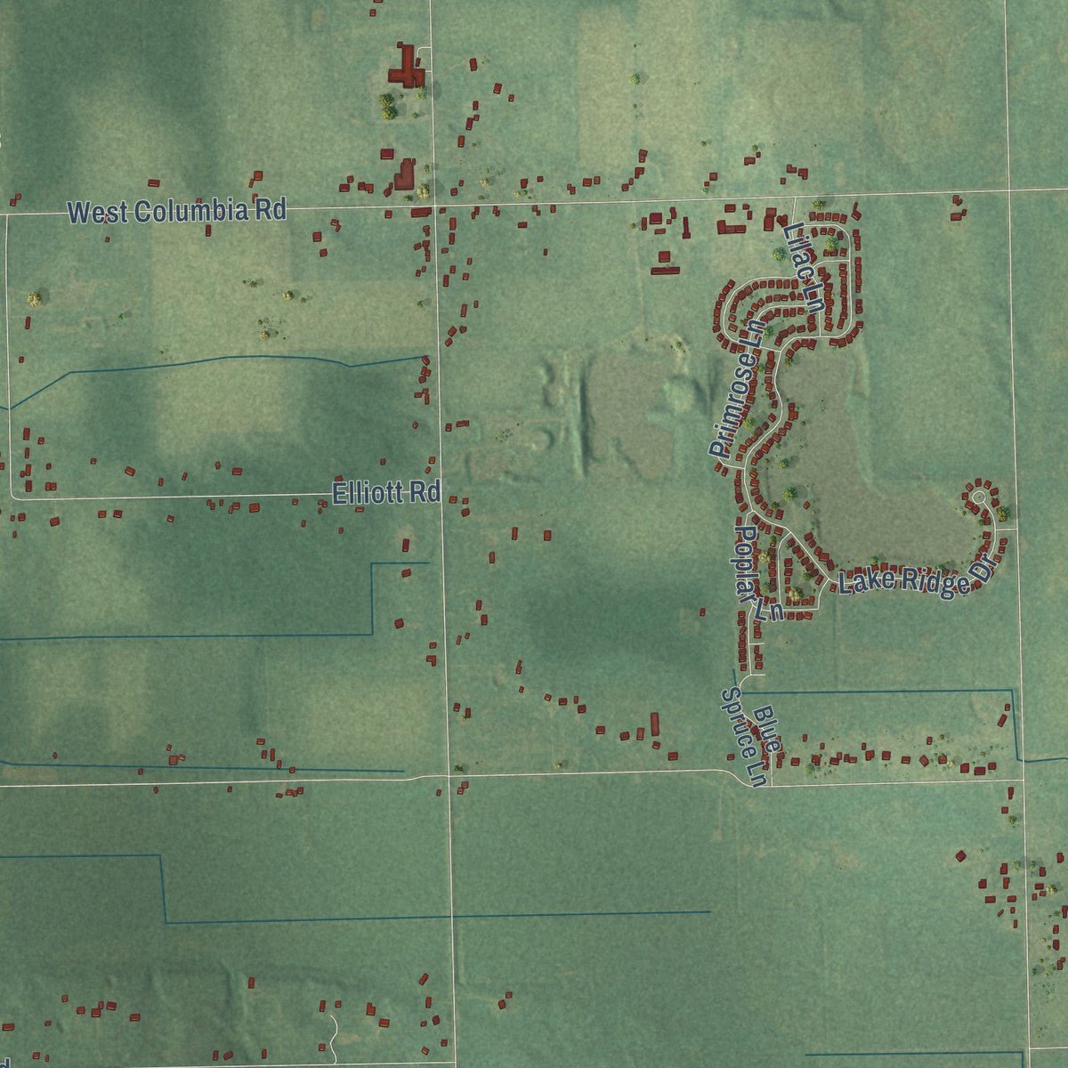 Close-up of the map of Aurelius, Michigan print showing street and building detail
