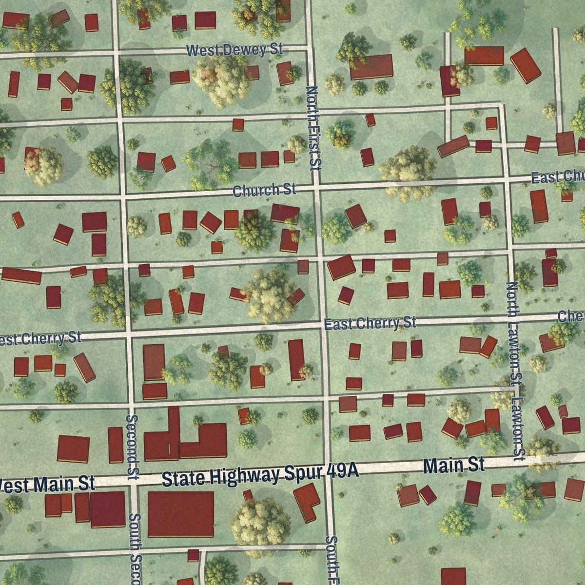 Close-up of the map of Cook, Nebraska print showing street and building detail