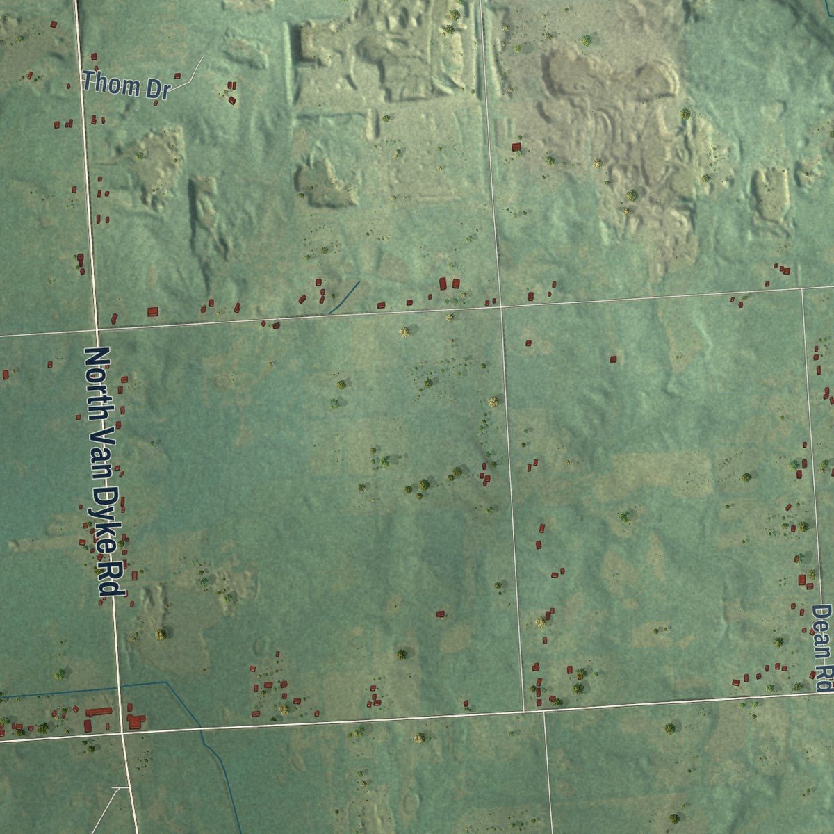 Close-up of the map of Burnside, Michigan print showing street and building detail