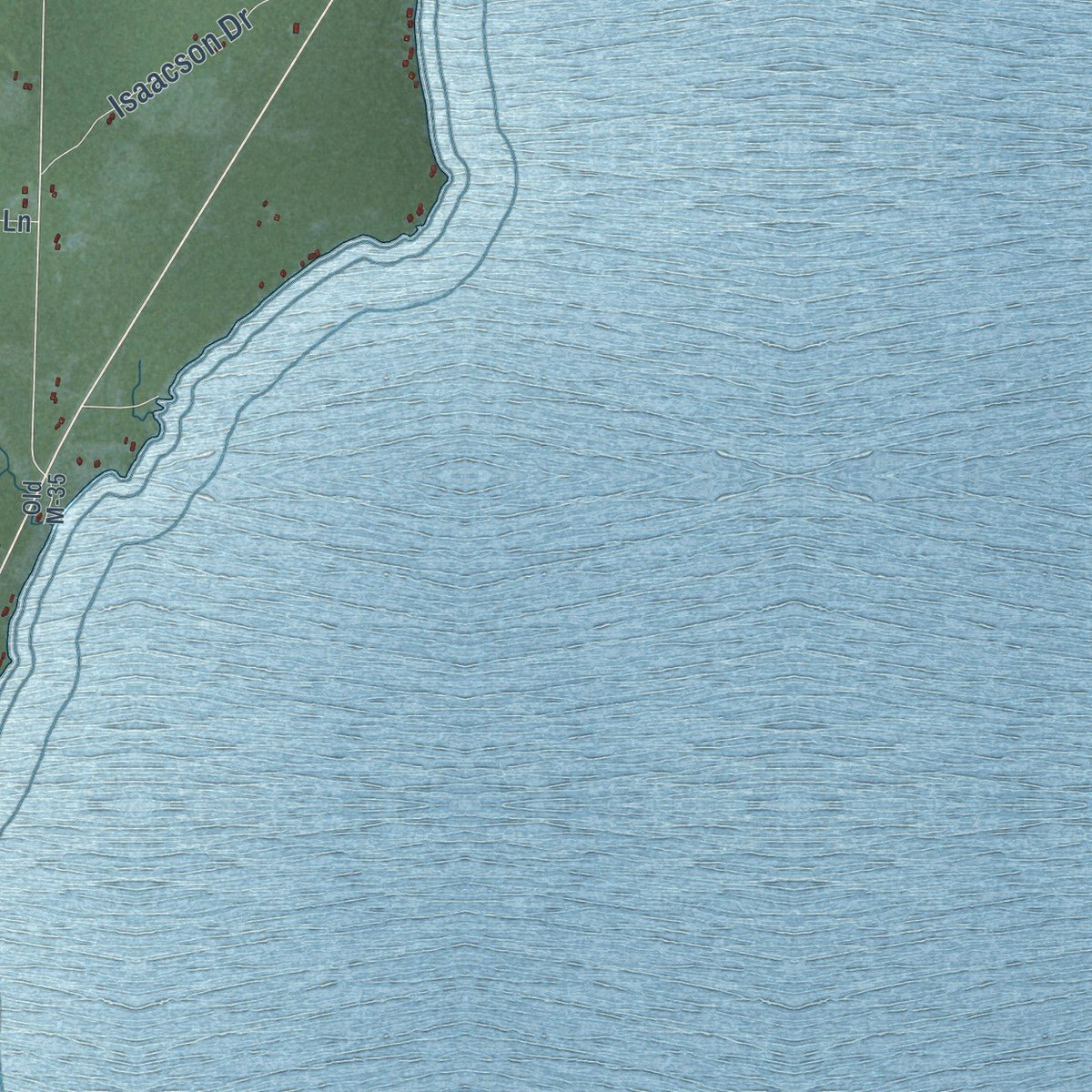 Close-up of the map of Ingallston, Michigan print showing street and building detail