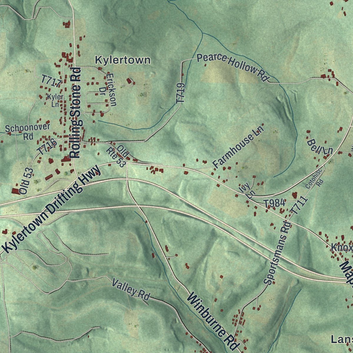 Close-up of the map of Cooper, Clearfield County, Pennsylvania print showing street and building detail