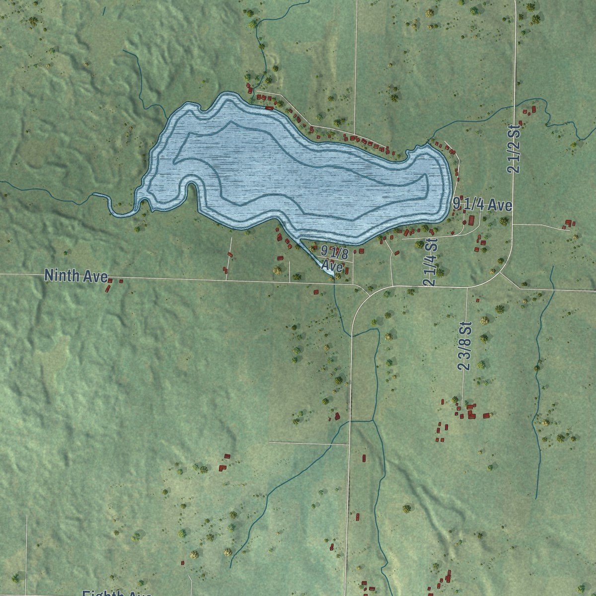 Close-up of the map of the Town of Turtle Lake, Wisconsin print showing street and building detail