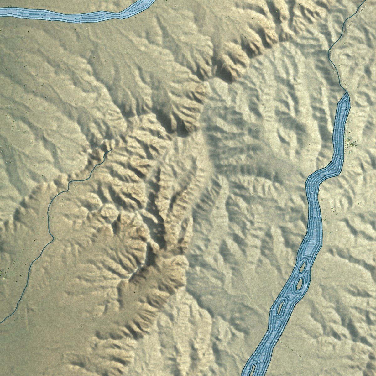 Close-up of the map of Española, New Mexico print showing street and building detail