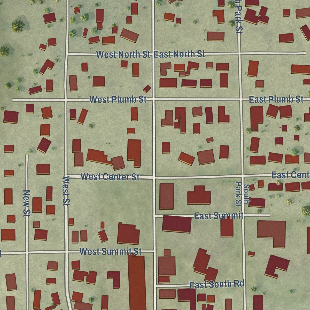 Close-up of the map of Gifford, Illinois print showing street and building detail