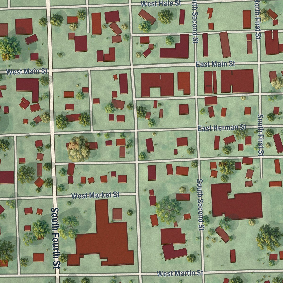 Close-up of the map of Battle Creek, Nebraska print showing street and building detail