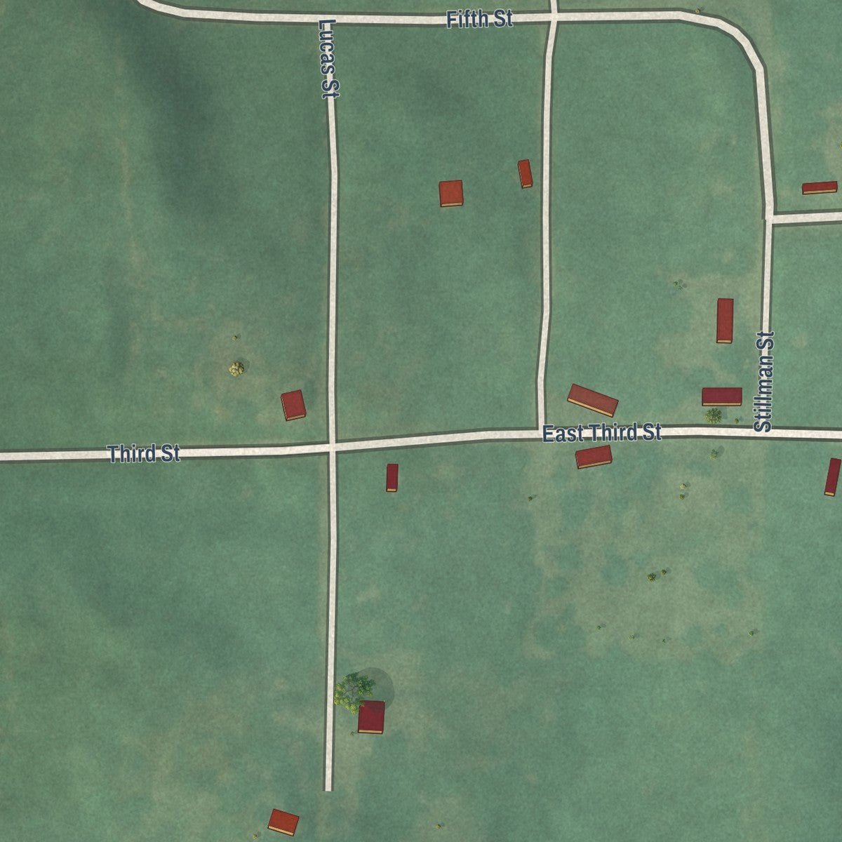 Close-up of the map of Fallis, Oklahoma print showing street and building detail