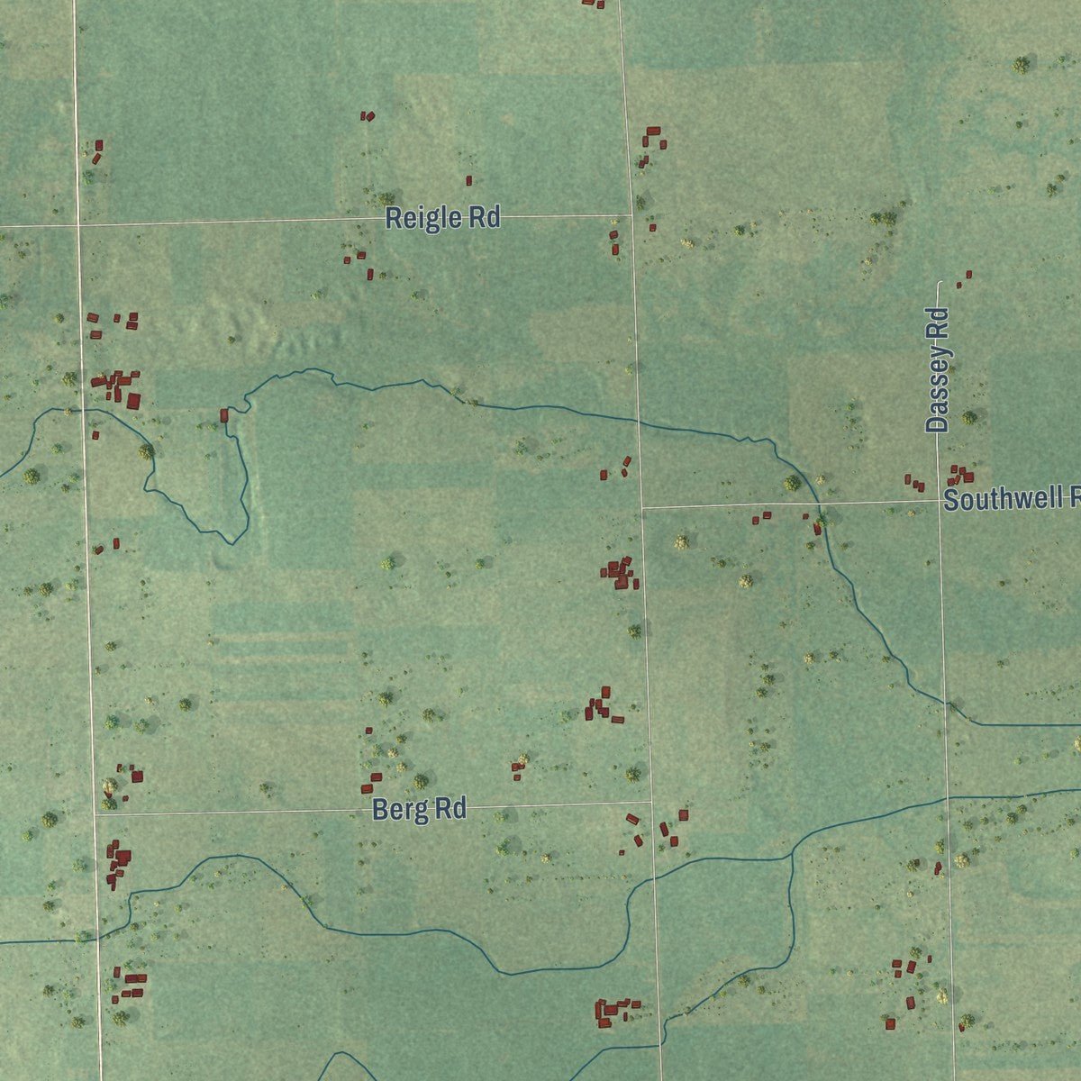 Close-up of the map of Gladwin, Gladwin County, Michigan print showing street and building detail