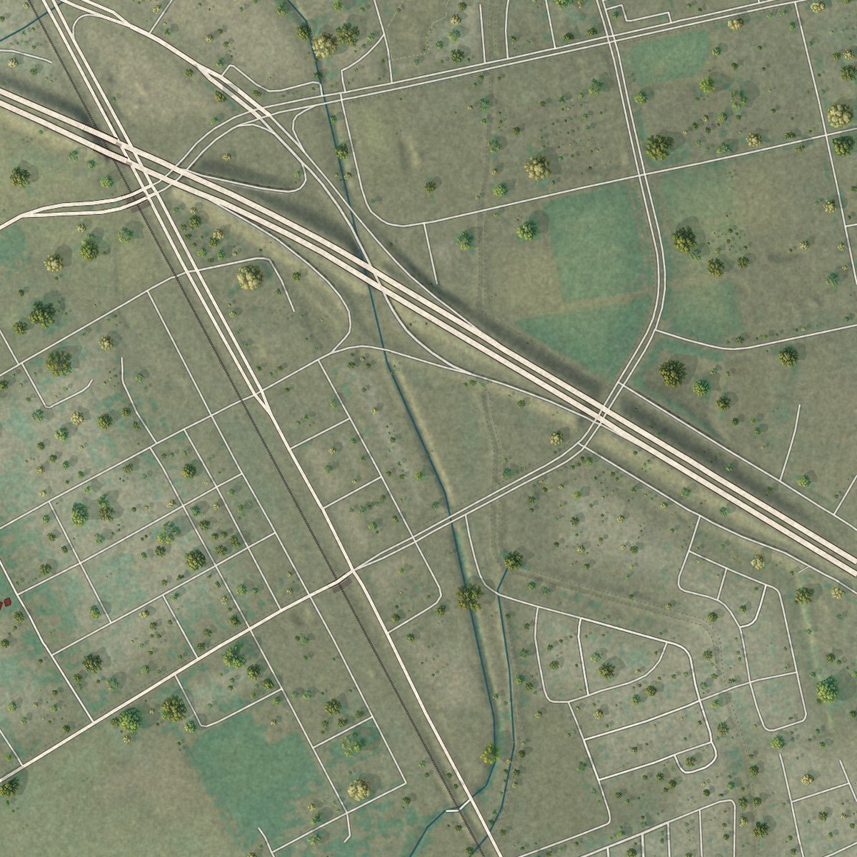 Close-up of the map of Mesilla, New Mexico print showing street and building detail