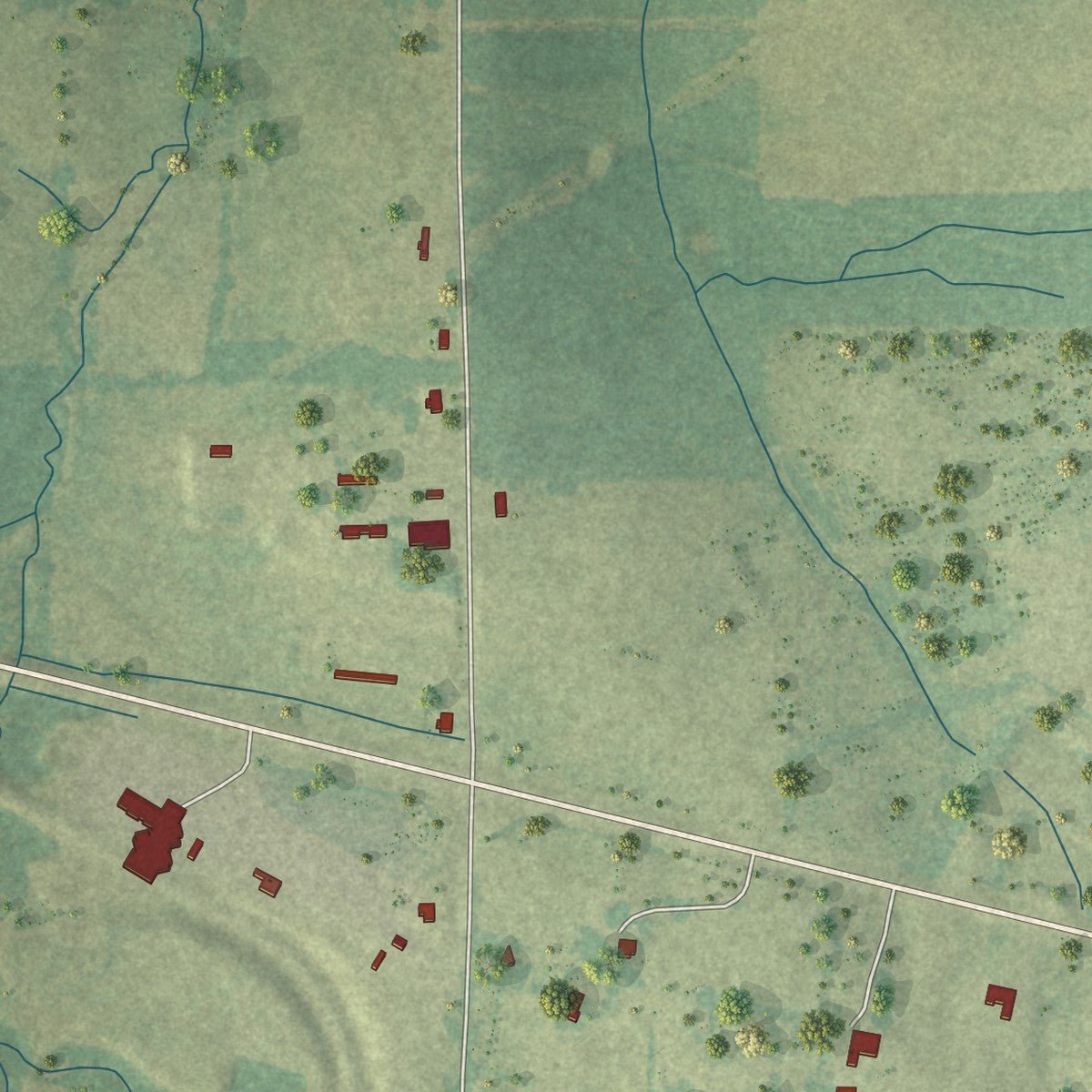 Close-up of the map of Lake, Mississippi print showing street and building detail