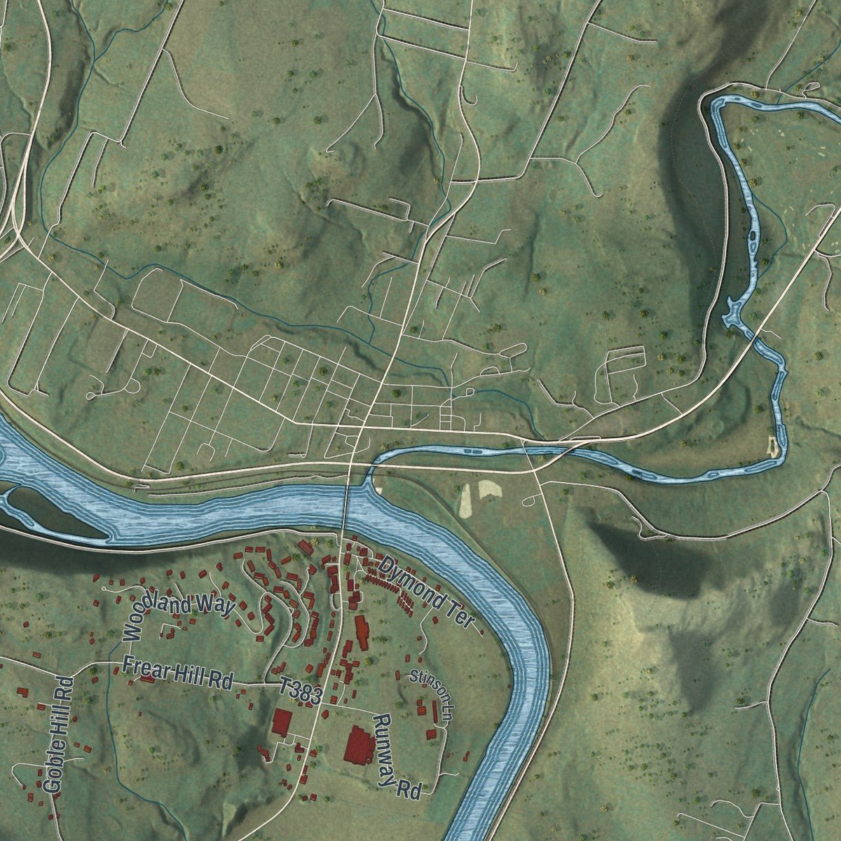 Close-up of the map of Eaton, Pennsylvania print showing street and building detail