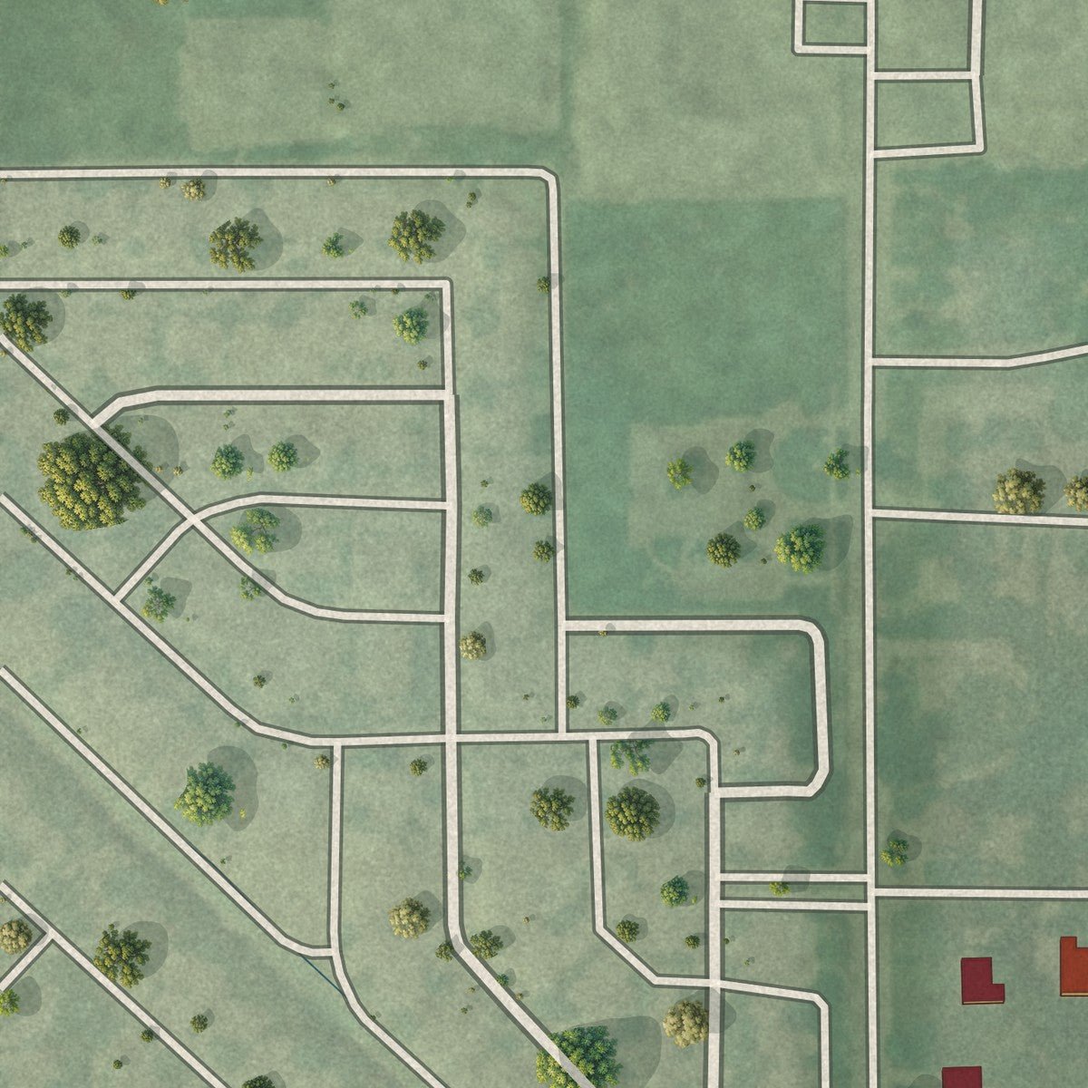 Close-up of the map of Woodlawn Park, Oklahoma print showing street and building detail