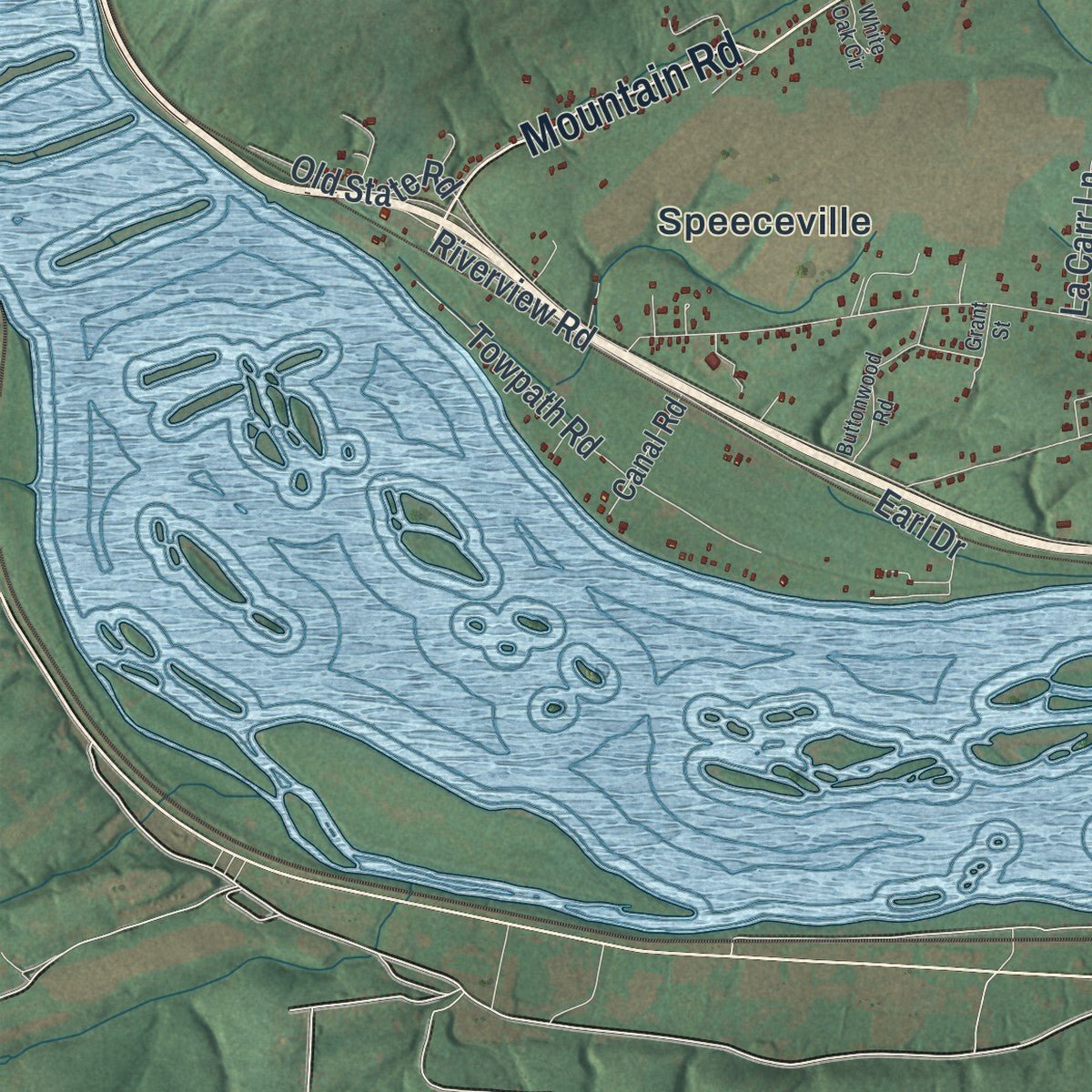 Close-up of the map of Middle Paxton, Pennsylvania print showing street and building detail