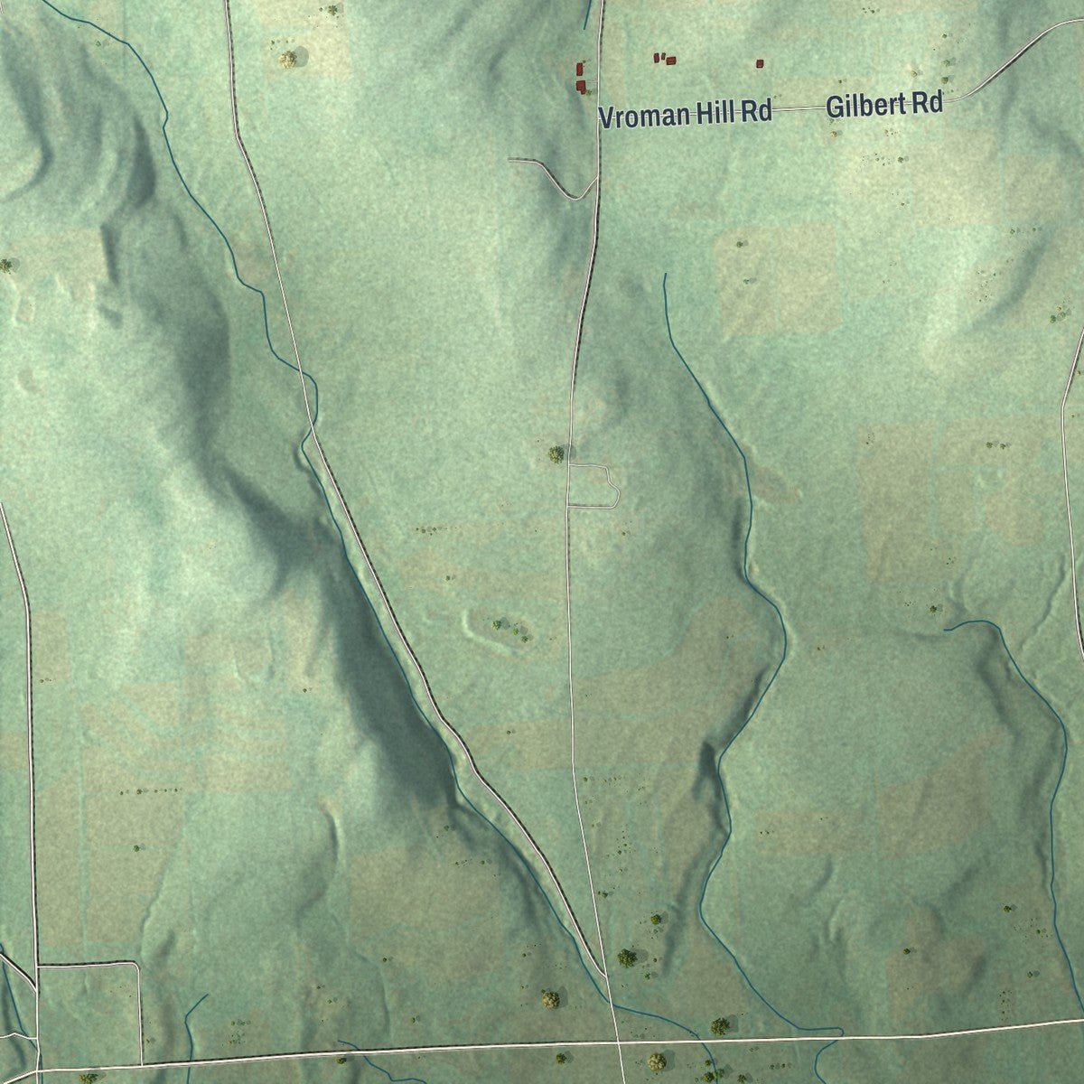 Close-up of the map of West Burlington, Pennsylvania print showing street and building detail
