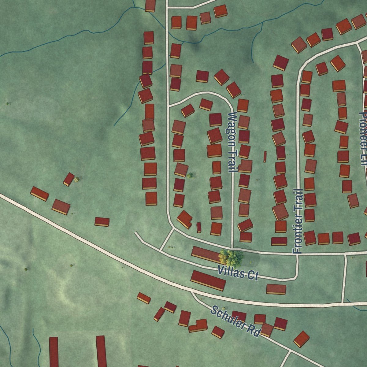 Close-up of the map of Greenville, Indiana print showing street and building detail