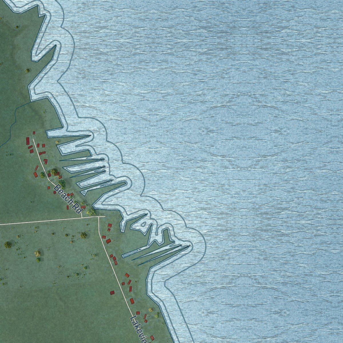 Close-up of the map of Gore, Michigan print showing street and building detail