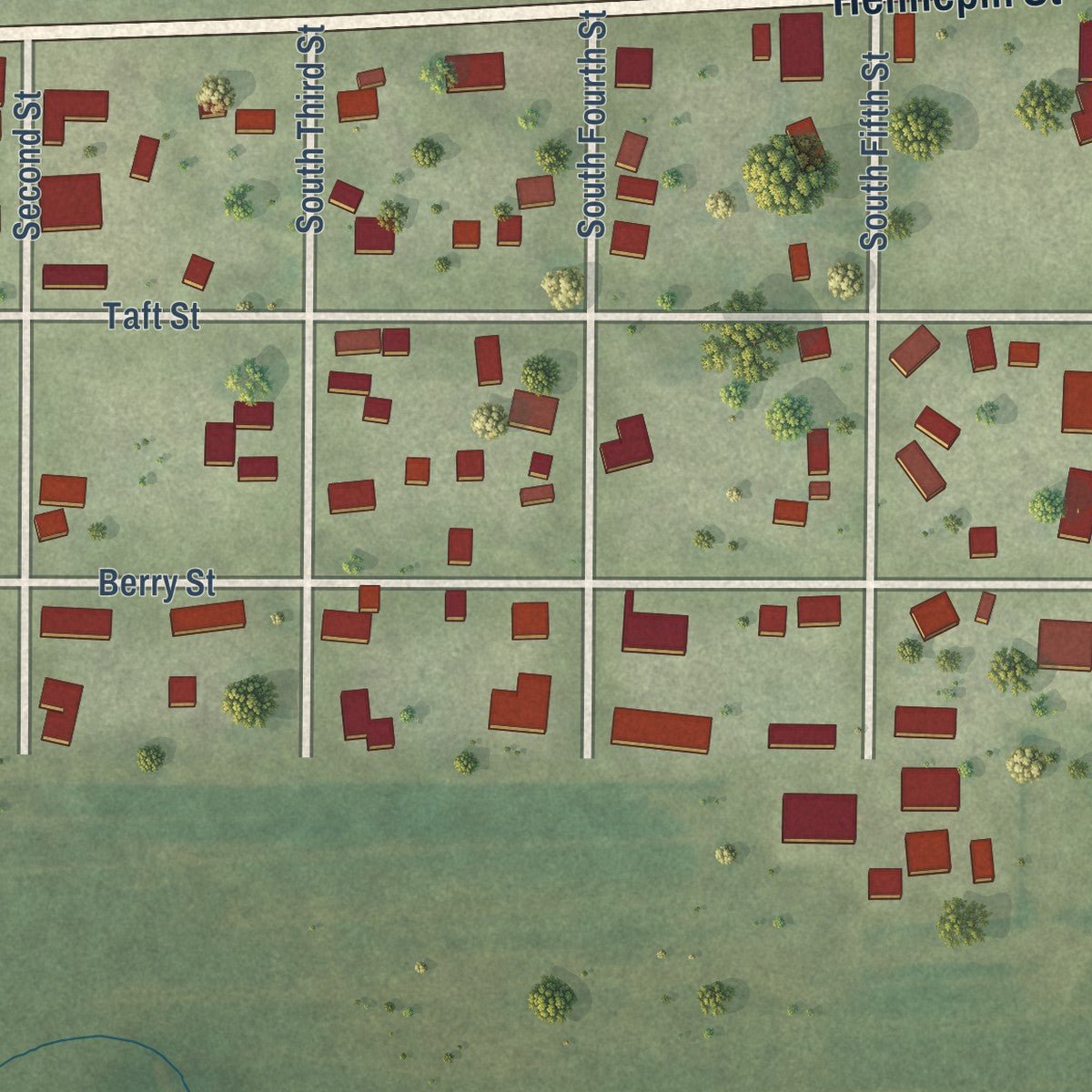 Close-up of the map of Standard, Illinois print showing street and building detail